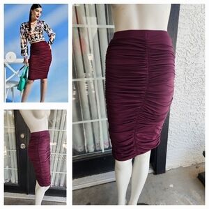 Daniela Corte Ruched Solid‎ Pencil Skirt